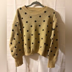 Tan Sweater with Black Polka Dots - Size XXL